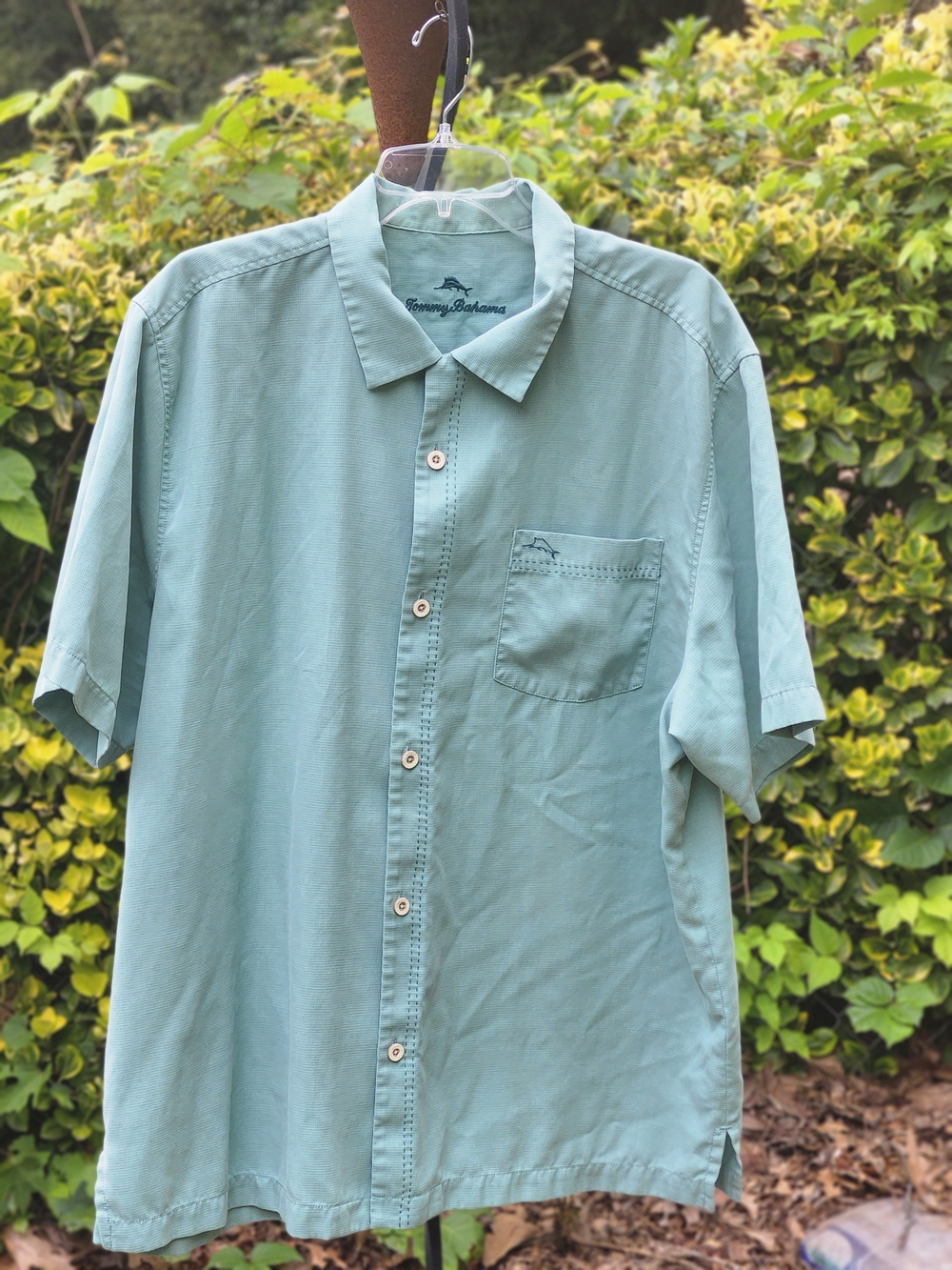Tommy Bahama Island Zone Seafoam Sage Green Short-Sleeve Button-Down Shirt Xl